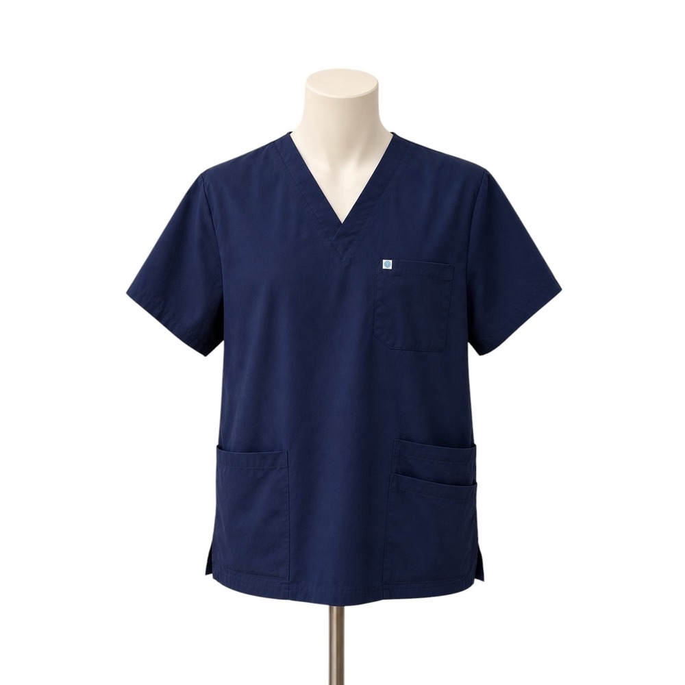 309 by Uniforms World Navy Blue Scrub Top Size Large V Neck Pockets‎